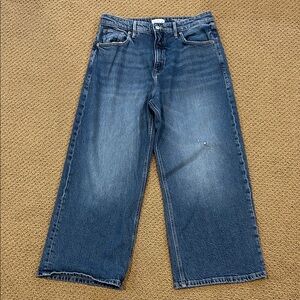 Good American Good Ease Crop Jeans size 8/29 Palazzo Wide Leg High Rise